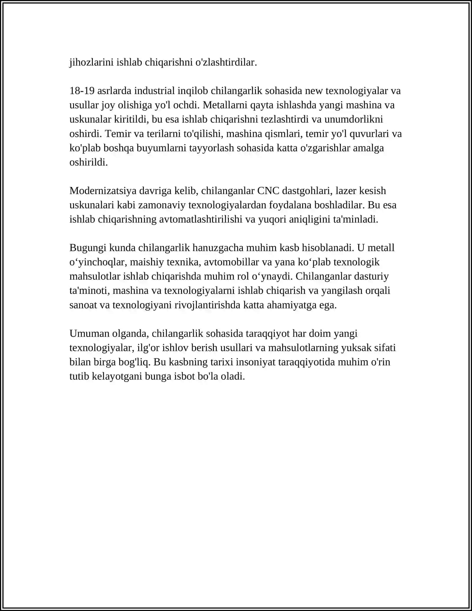 Chilangarlikning tarixi 4