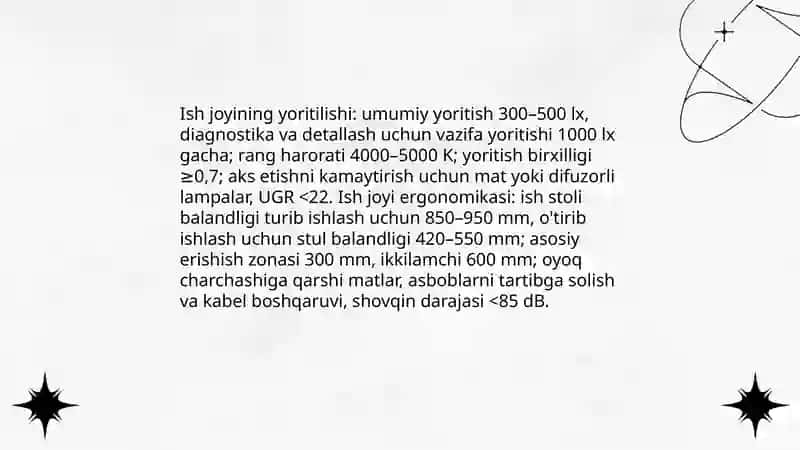 Dvigatelni diagnostikalash ish joyini organish 4