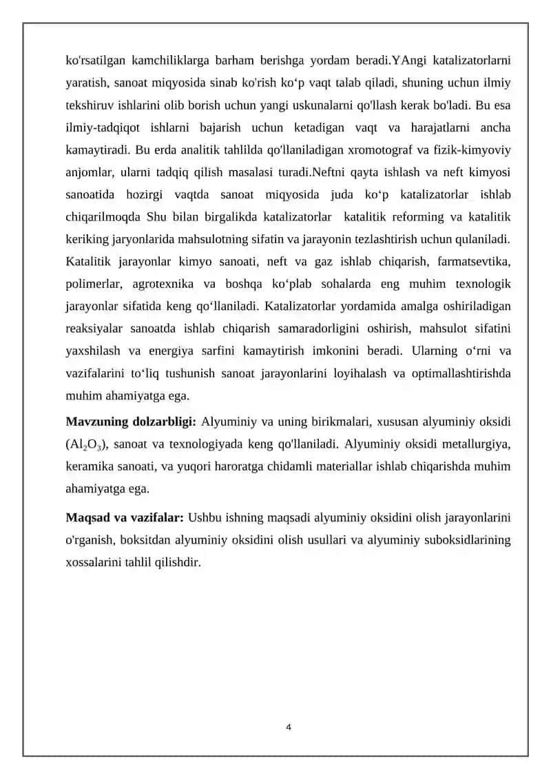 Alyuminiy oksidini olish usullari va alyuminiy suboksidlari 4