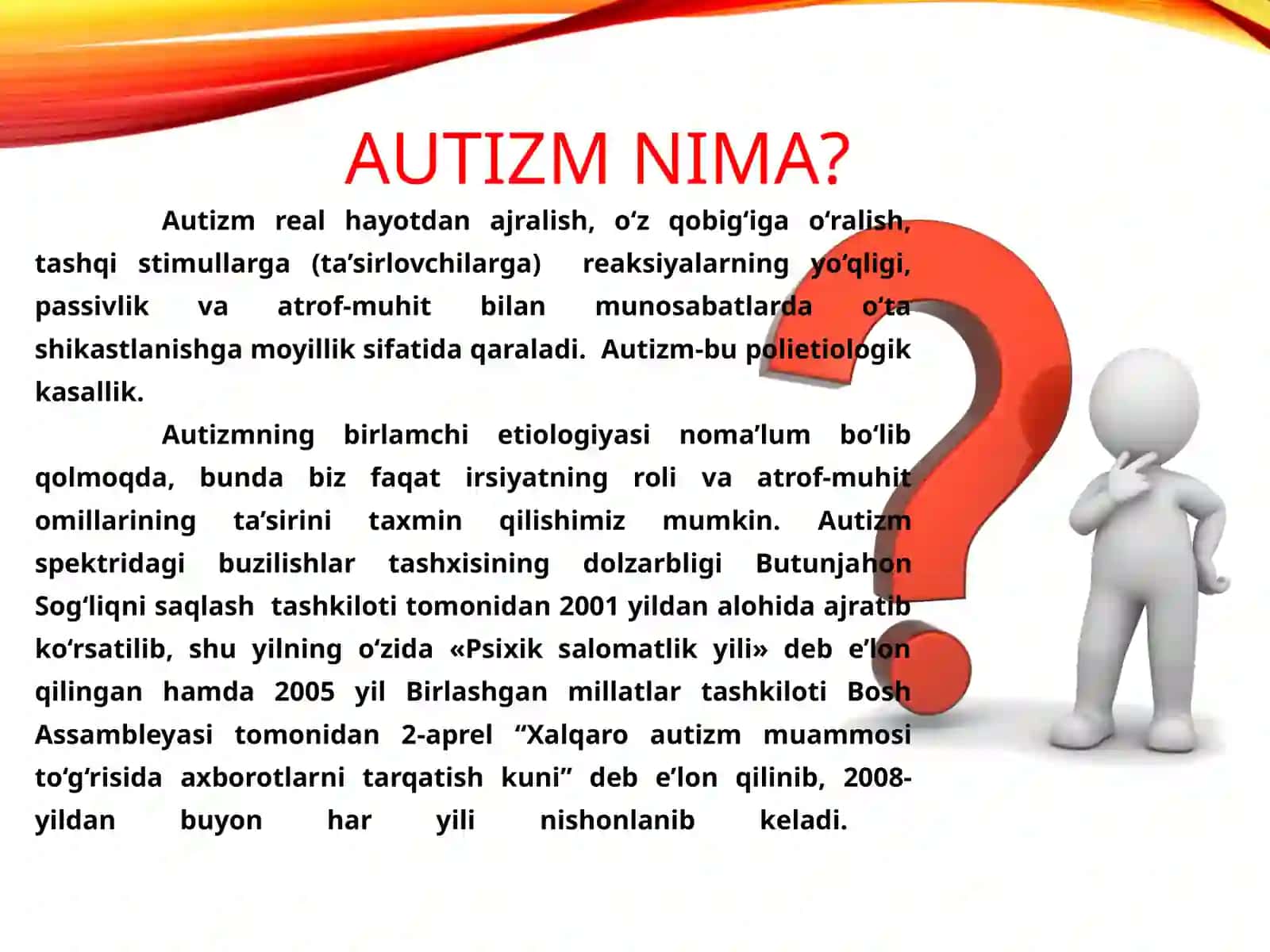 AUTIZM SINDROMLI BOLALAR BILAN ISHLASH METODIKASI 4