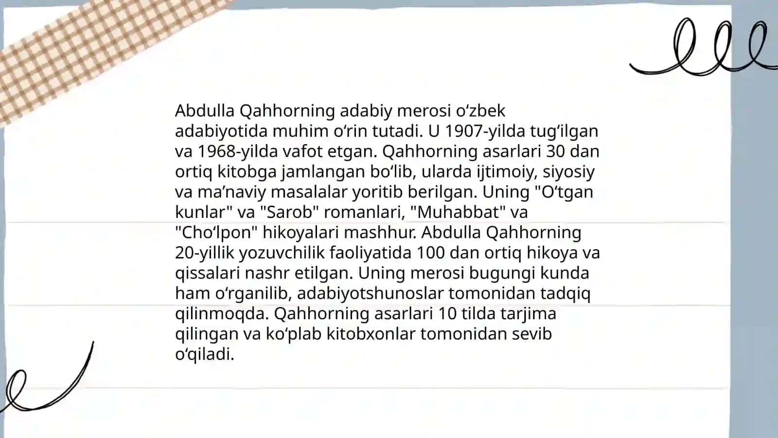 Abdulla Qahhorning til haqidagi fikrlari 4