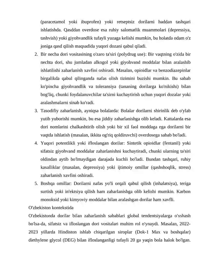 Dorilar bilan zaxarlanishda birinchi yordam berish 4