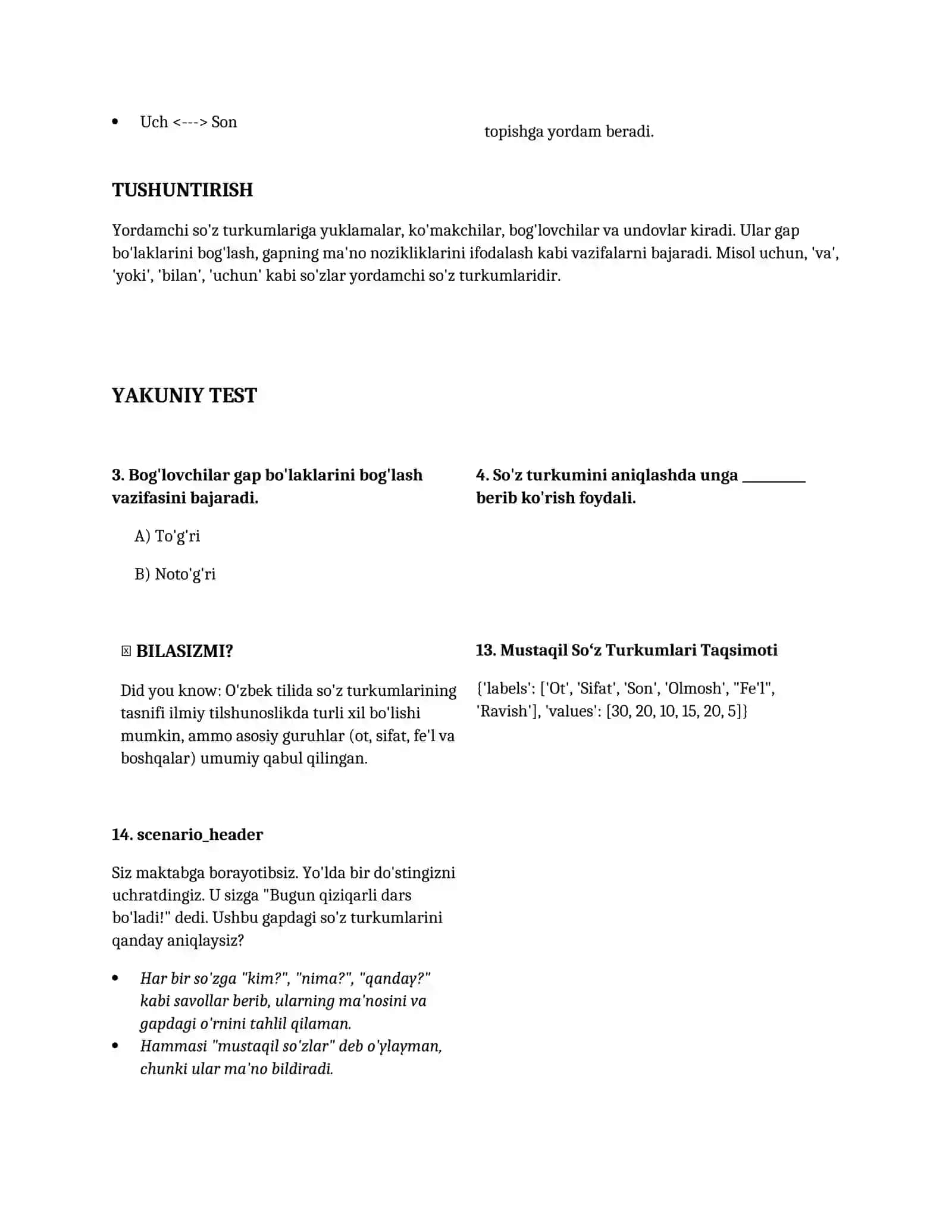 Lesson on Soʻz turkumlari 4