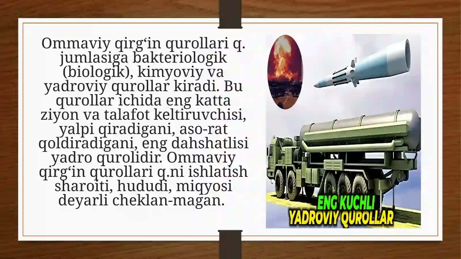 Ommaviy qirg'in qurollardan himoya qilish 4