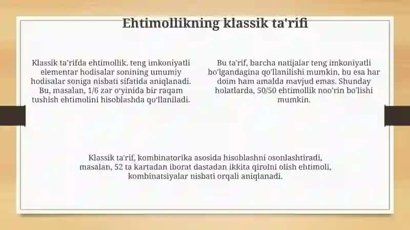 Ehtimollar nazariyasi talqini 4