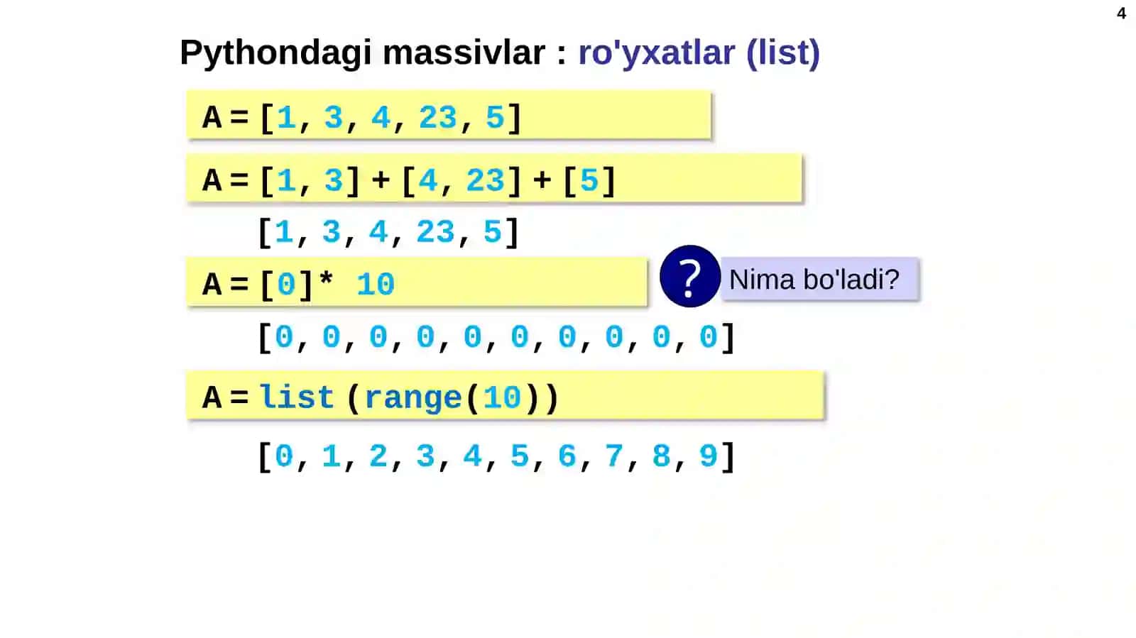 Python dasturlash tili 4