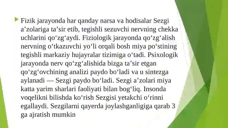 Sezgining retseptor va reflektornazariyasi 4