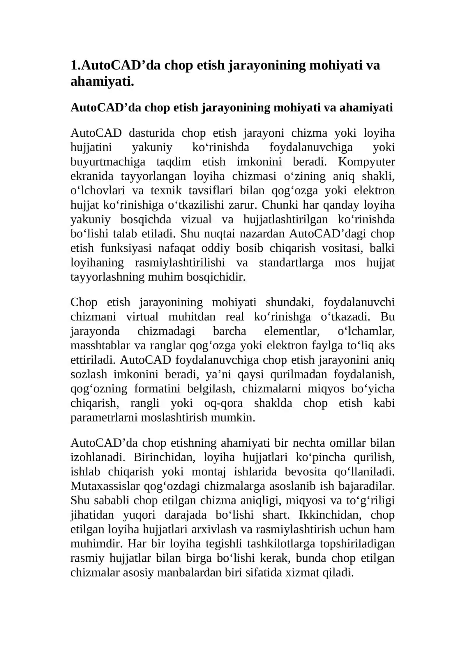 AutoCAD’da loyihani chop etish (Plot/Print) 4