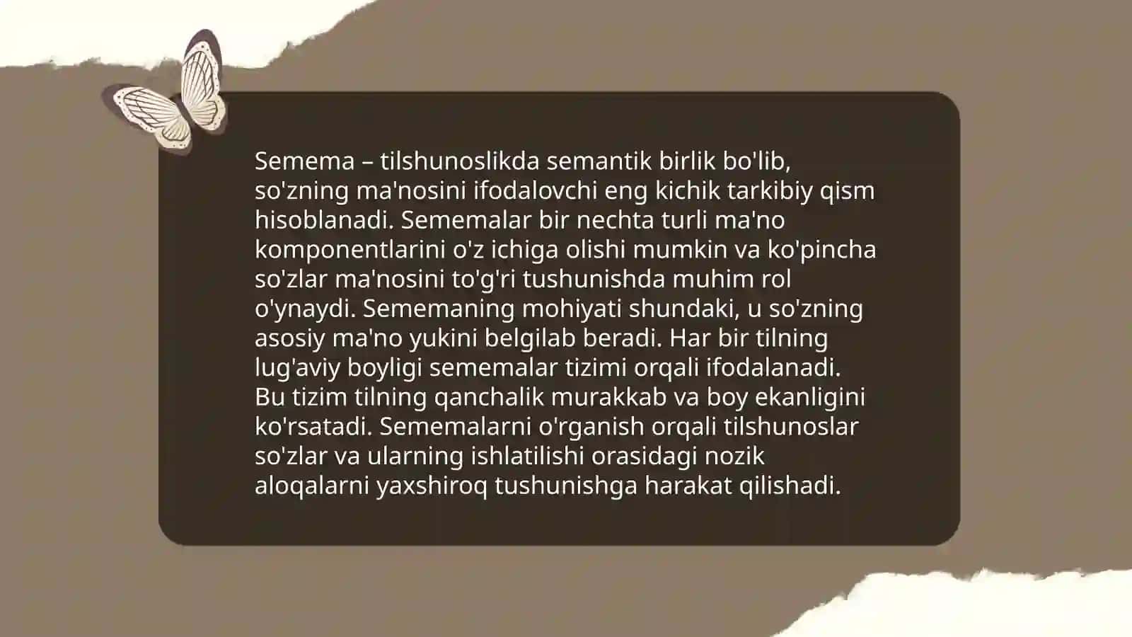 Leksemaning semantik tabiati: leksema semema va sema 4