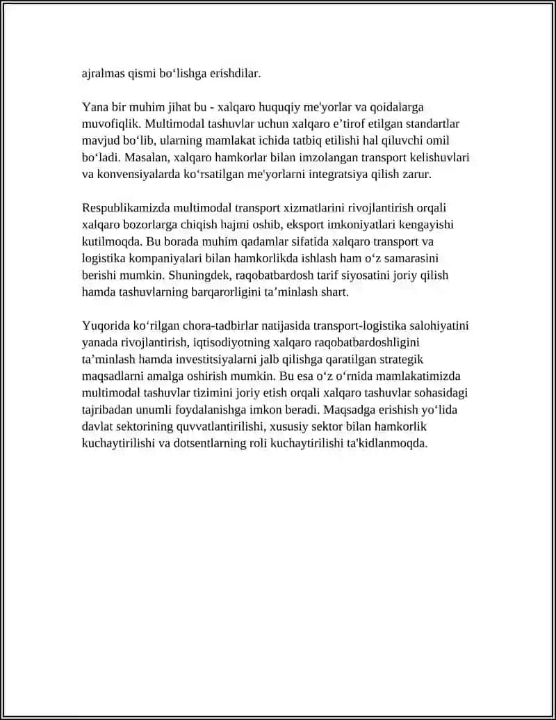 Xalqaro multimodal tashuvlar tizimi 4