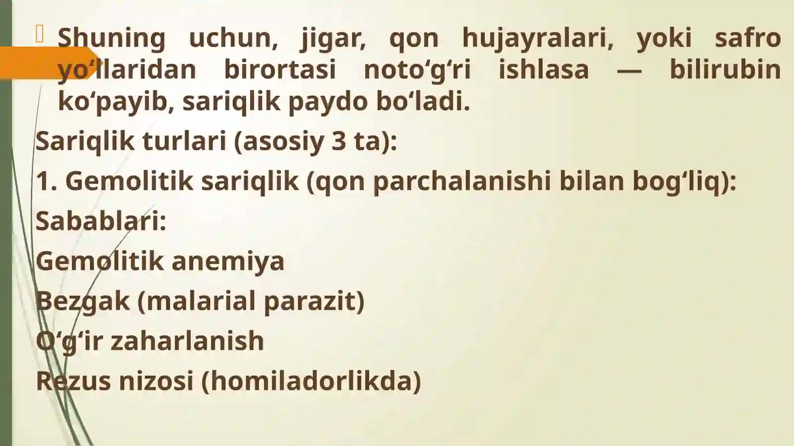 Sariqlikning biokimyoviy differensial tashxisi 4
