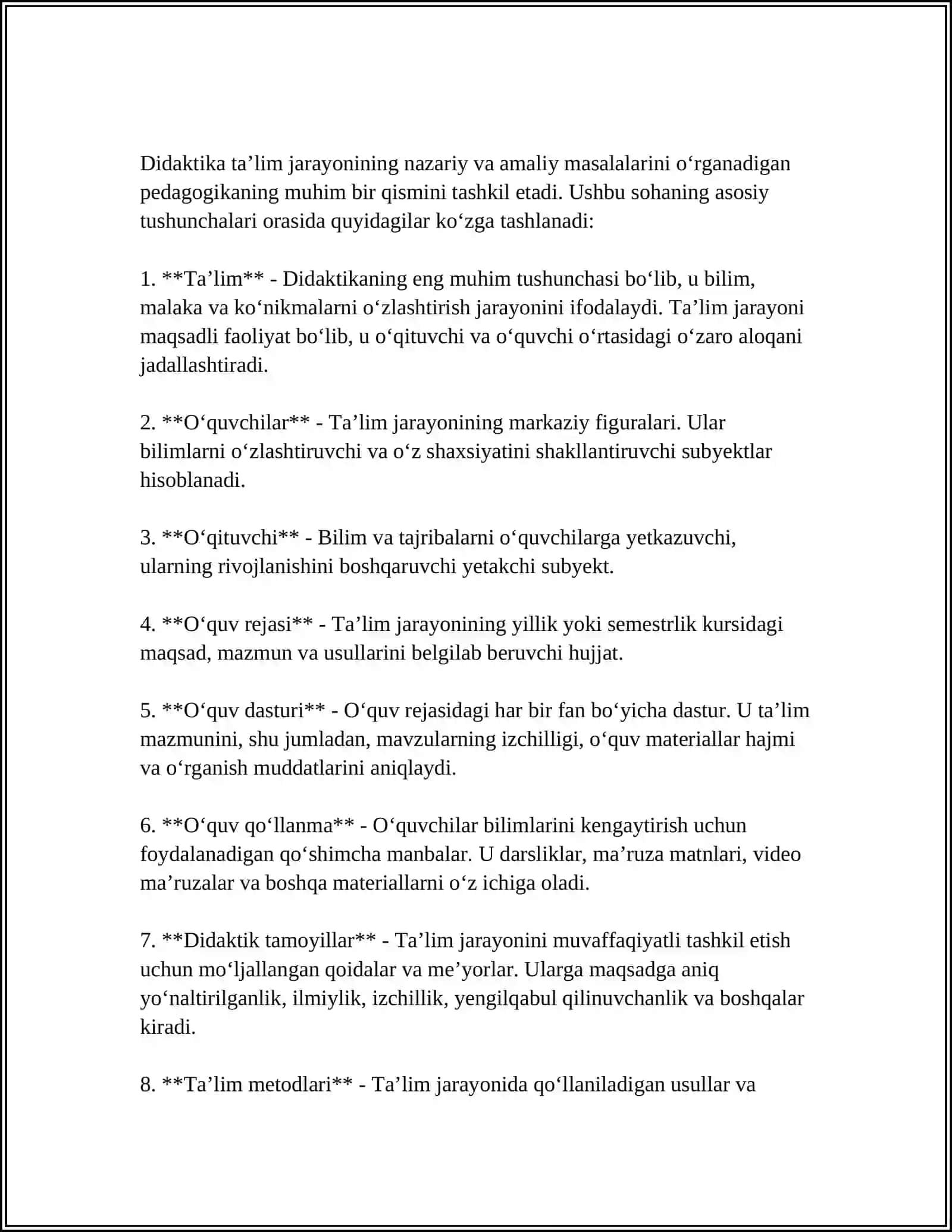 DIDAKTIKA HAQIDA UMUMIY TUSHUNCHA 4