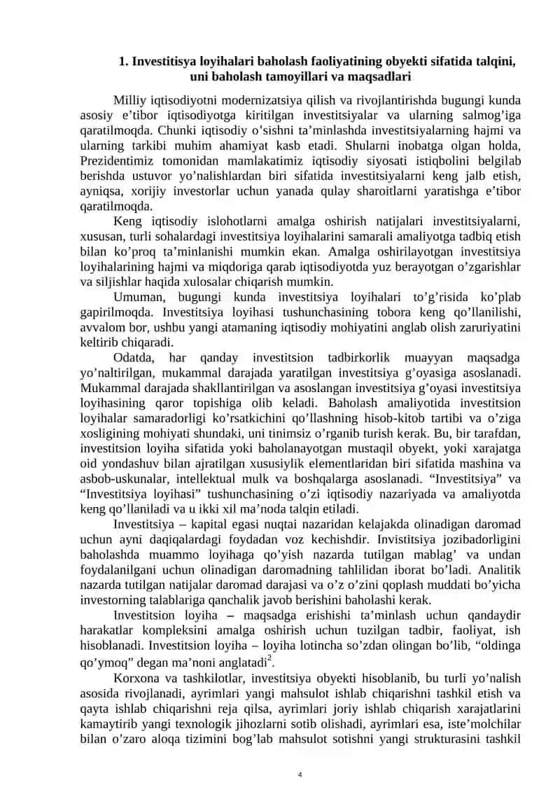 INVESTITSIYA LOYIHALARI BOZOR QIYMATINI BAHOLASH 4