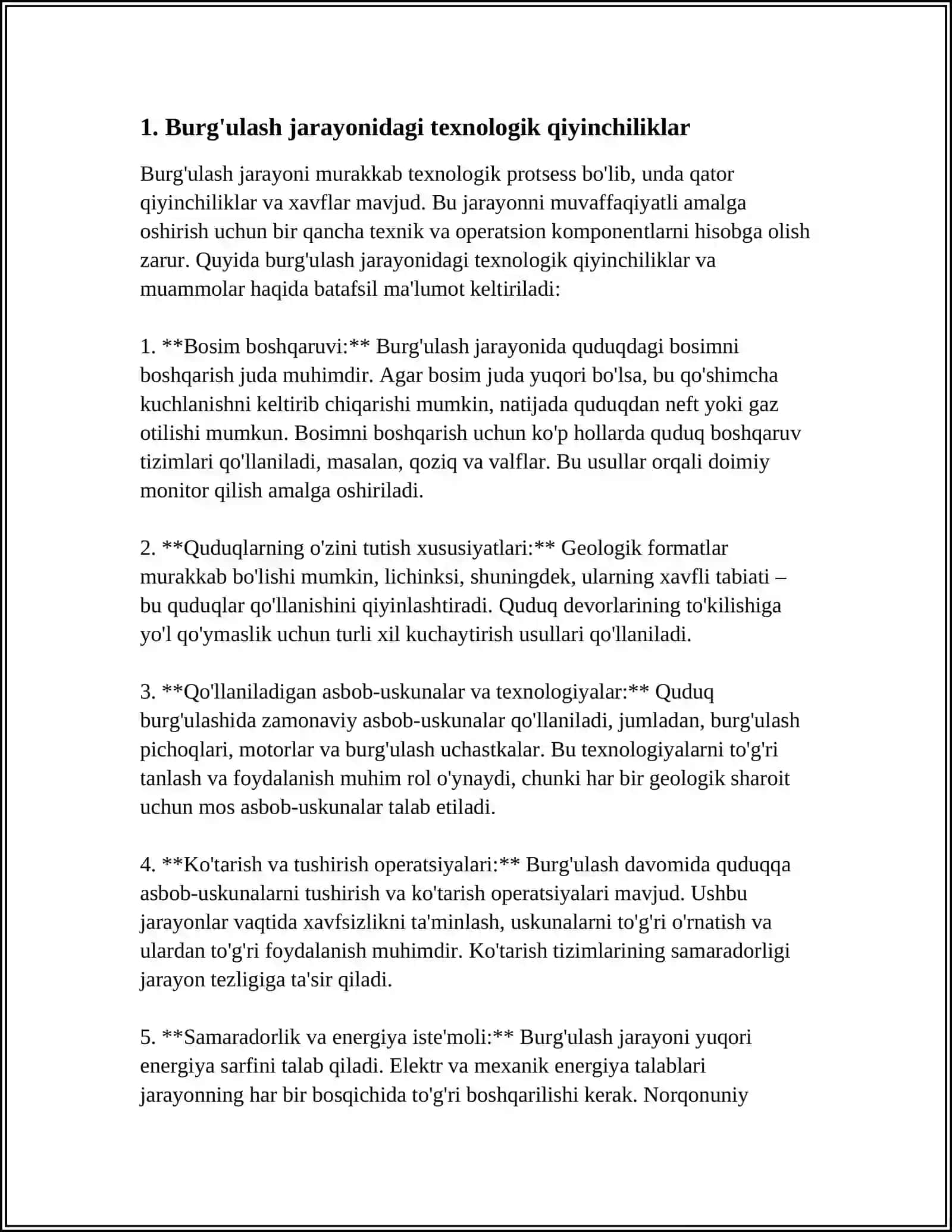 PORTLOVCHI SKVAJINALARNI BURĞILASHDA YUZAGA KELADIGAN MUAMMOLAR 4