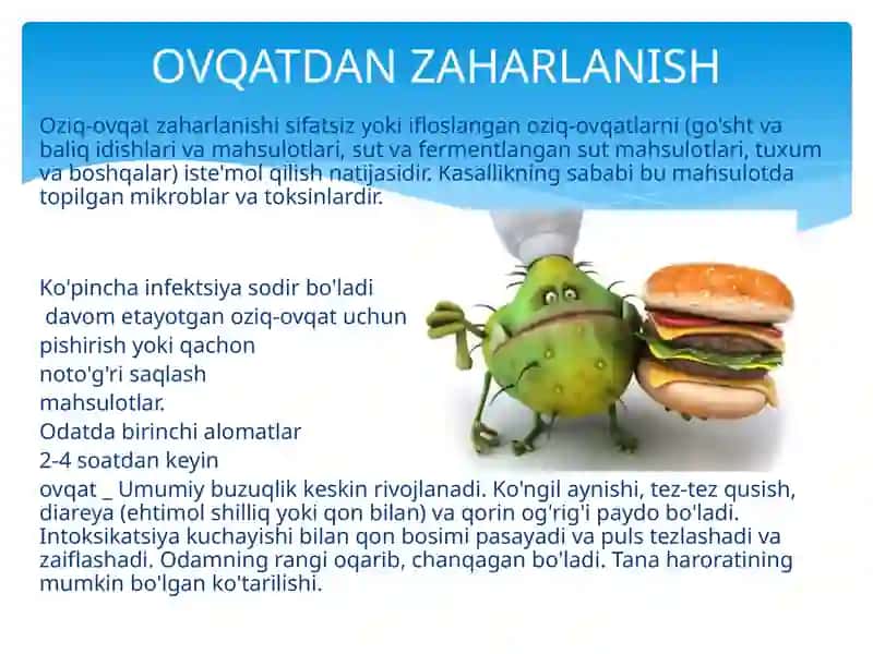 Zaharlanish haqida umumiy ma'lumot. Zaharlanish turlari. 4
