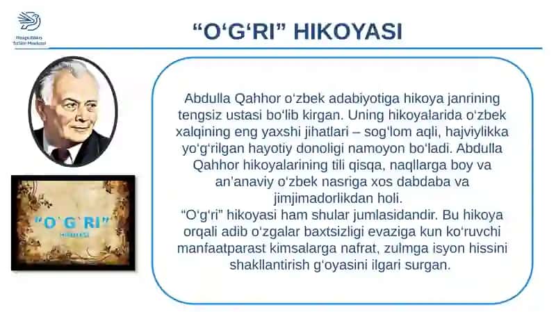 "O‘g‘ri”hikoyasi" by Abdulla Qahhor 4