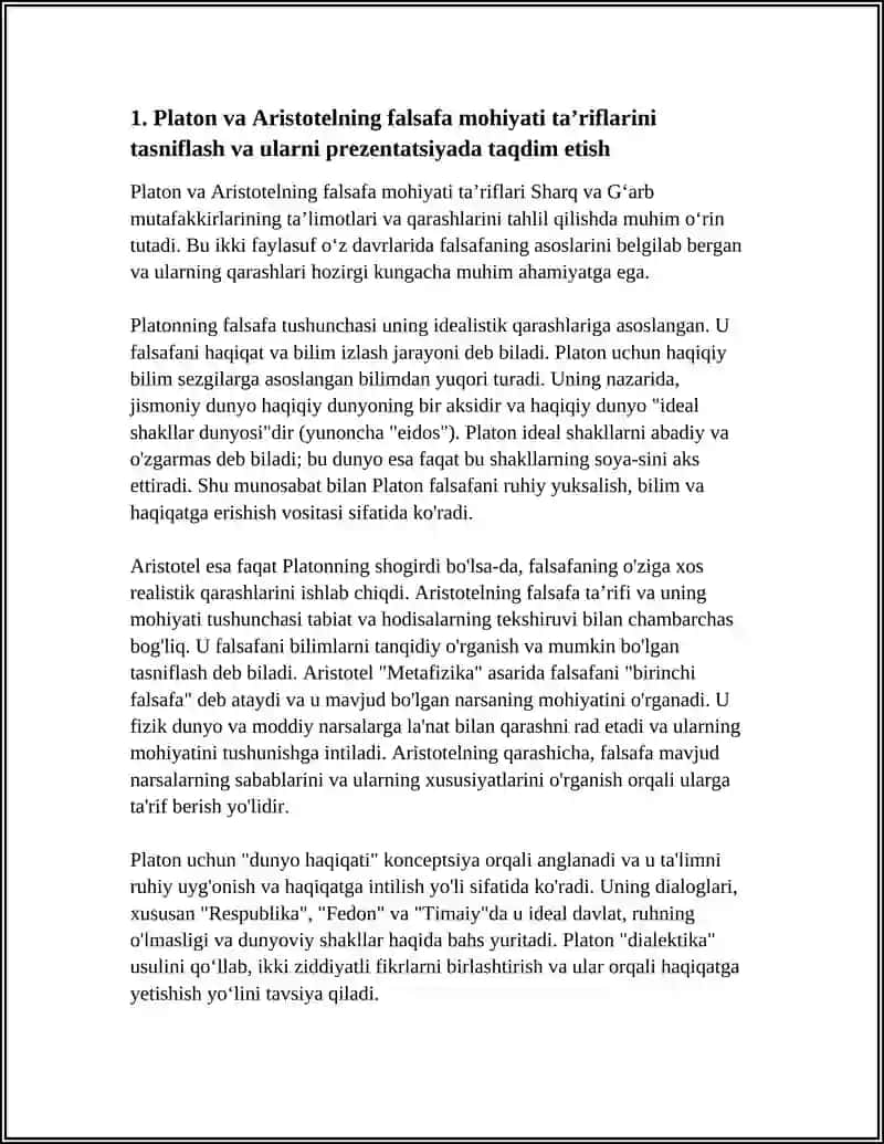 Platon va Aristotelning falsafa mohiyati 4