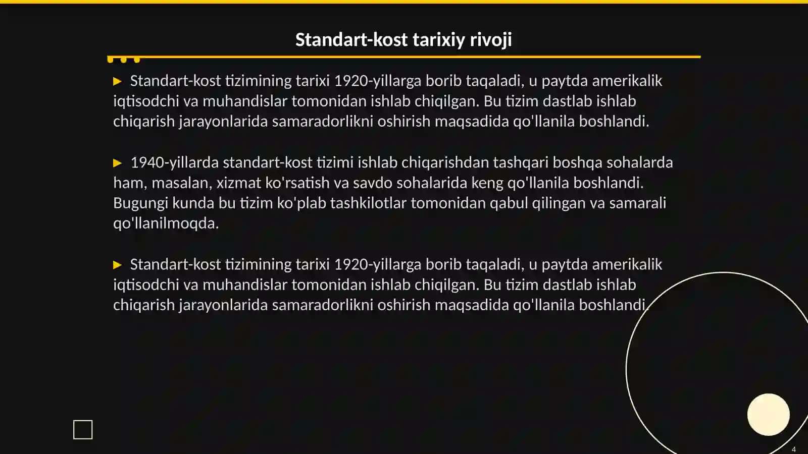 Standart-kost tizimining mohiyati 4