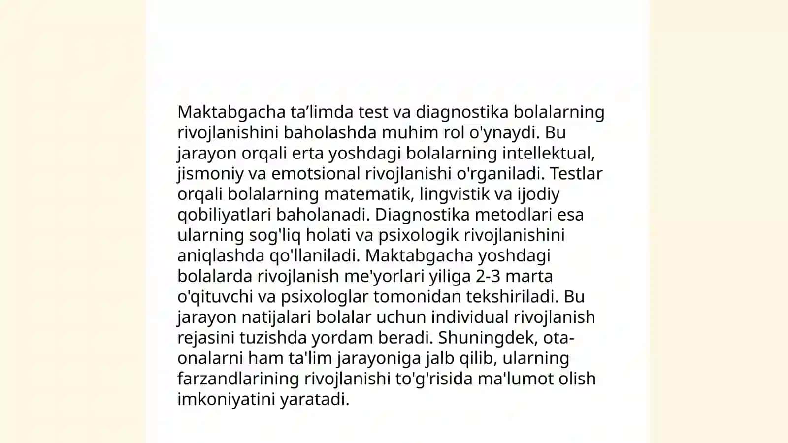 Goʻdaklar va maktabgacha yoshdagilarni testdan oʻtkazish 4