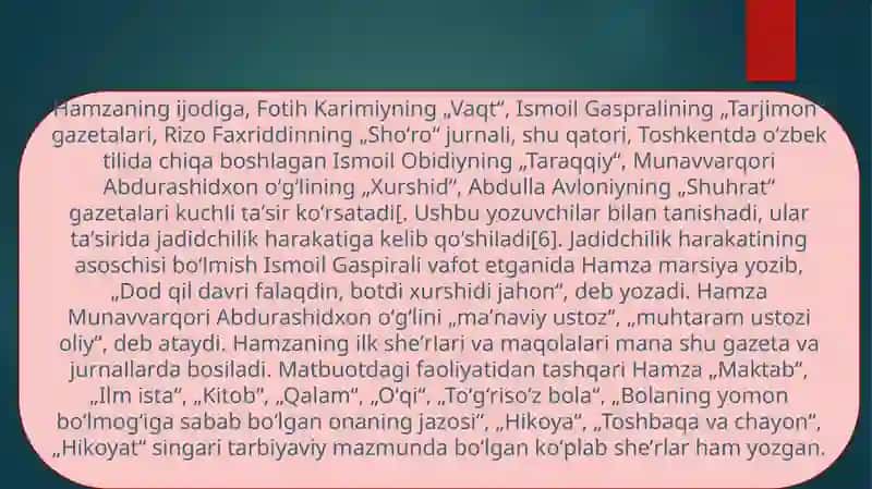 XAMZAHAKIMZODANIYOZIY DRAMATURG 4