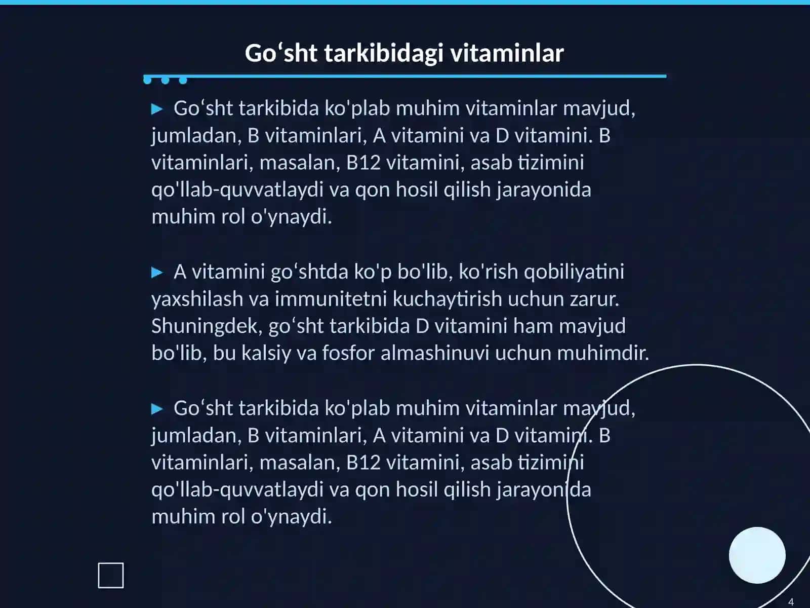Goʻshtlarning tarkibiy qismi 4
