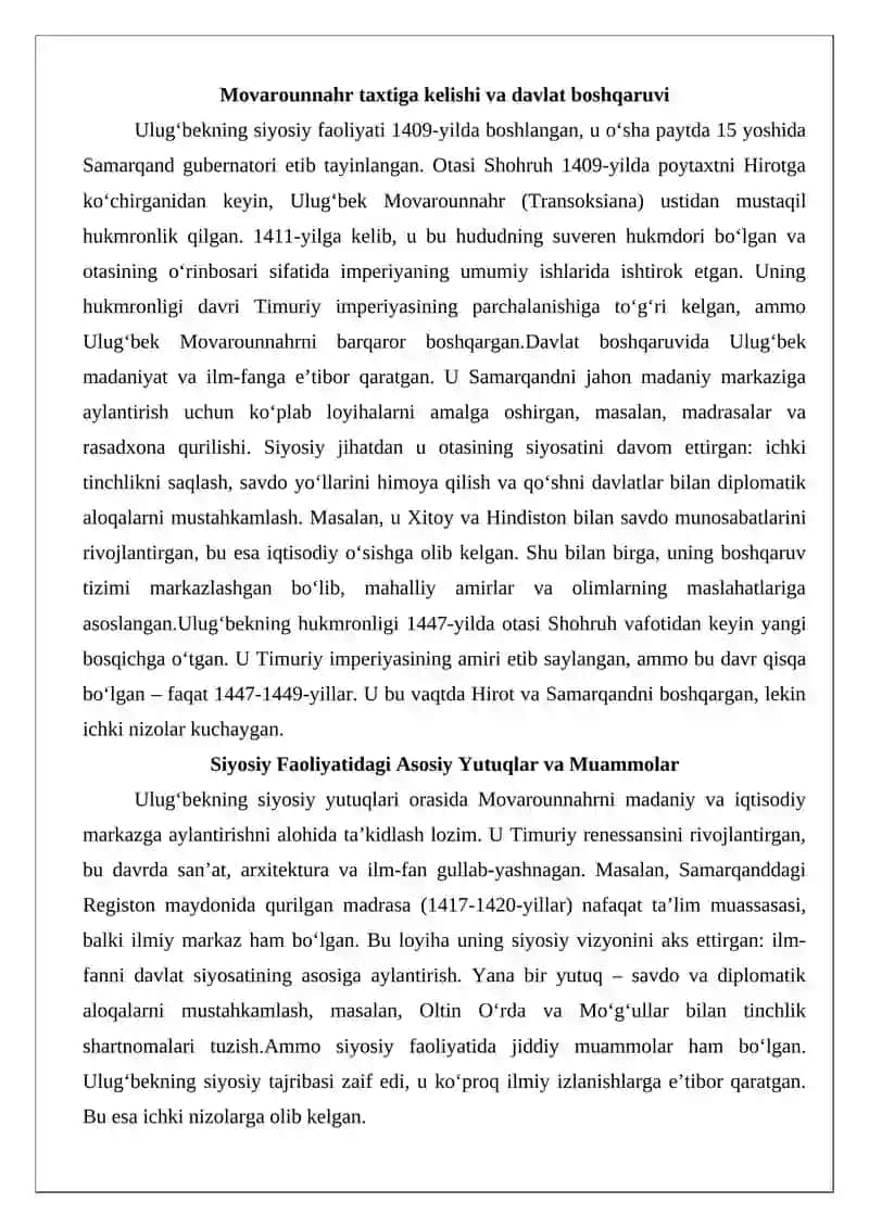 Mirzo Ulug‘bek - davlat arbobi va buyuk olim 4