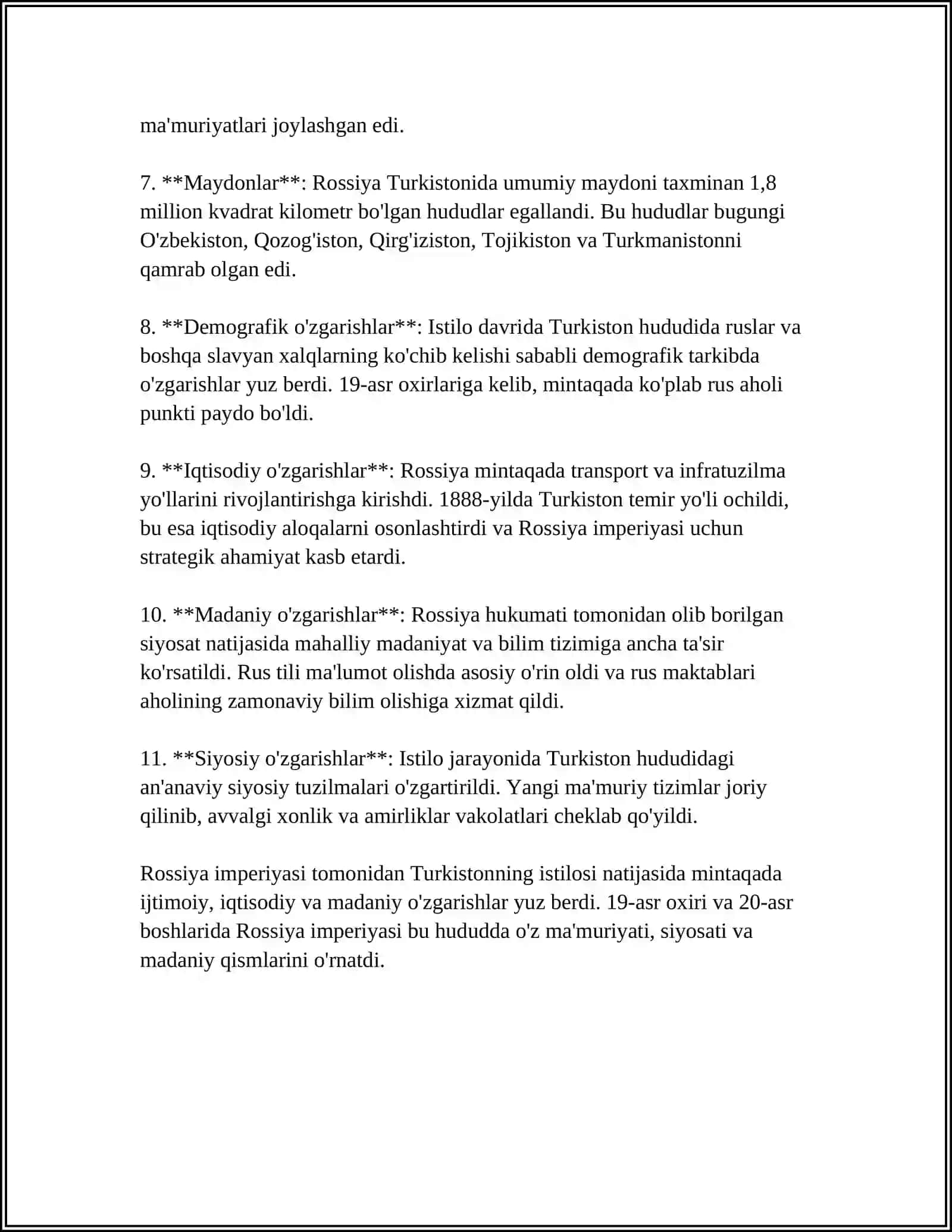 TURKISTON ROSSIYA IMPERIYASI MUSTAMLAKACHILIGI DAVRI 4