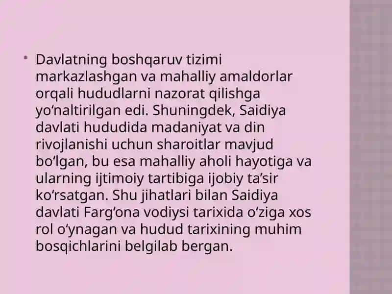 Saidiya davlati va uning Farg‘ona vodiysi tarixidagi o‘rni 4
