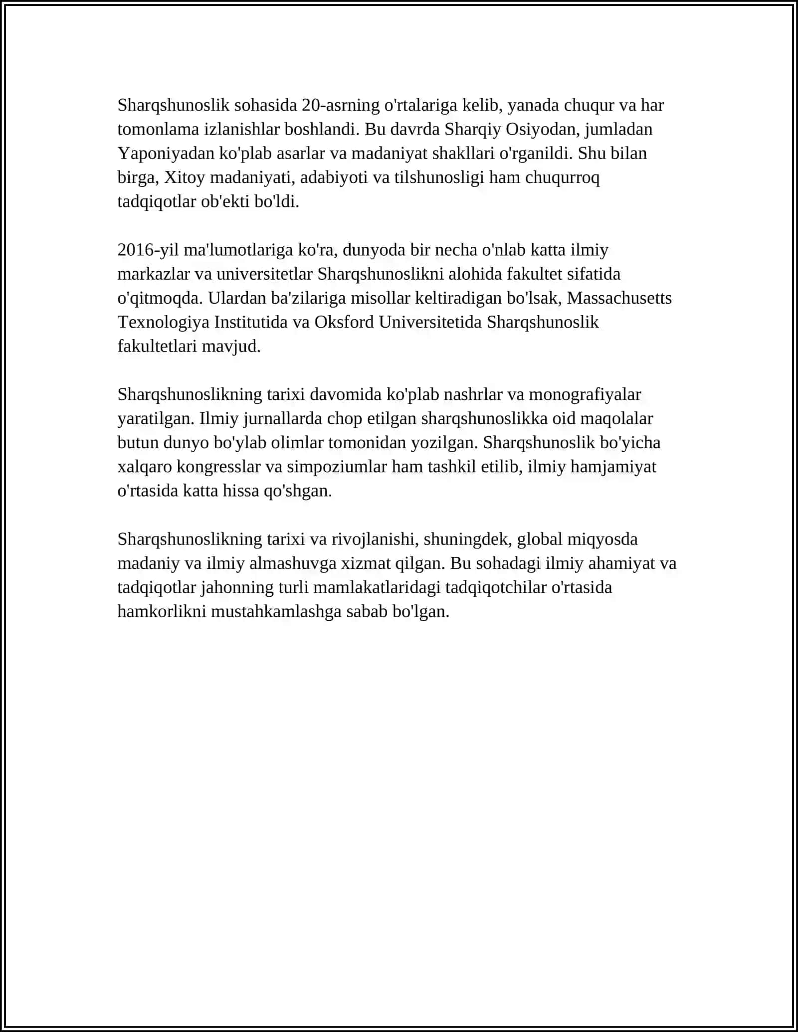 MUSTAQIL ISH Mavzu: ORIENTALISTIKA 4
