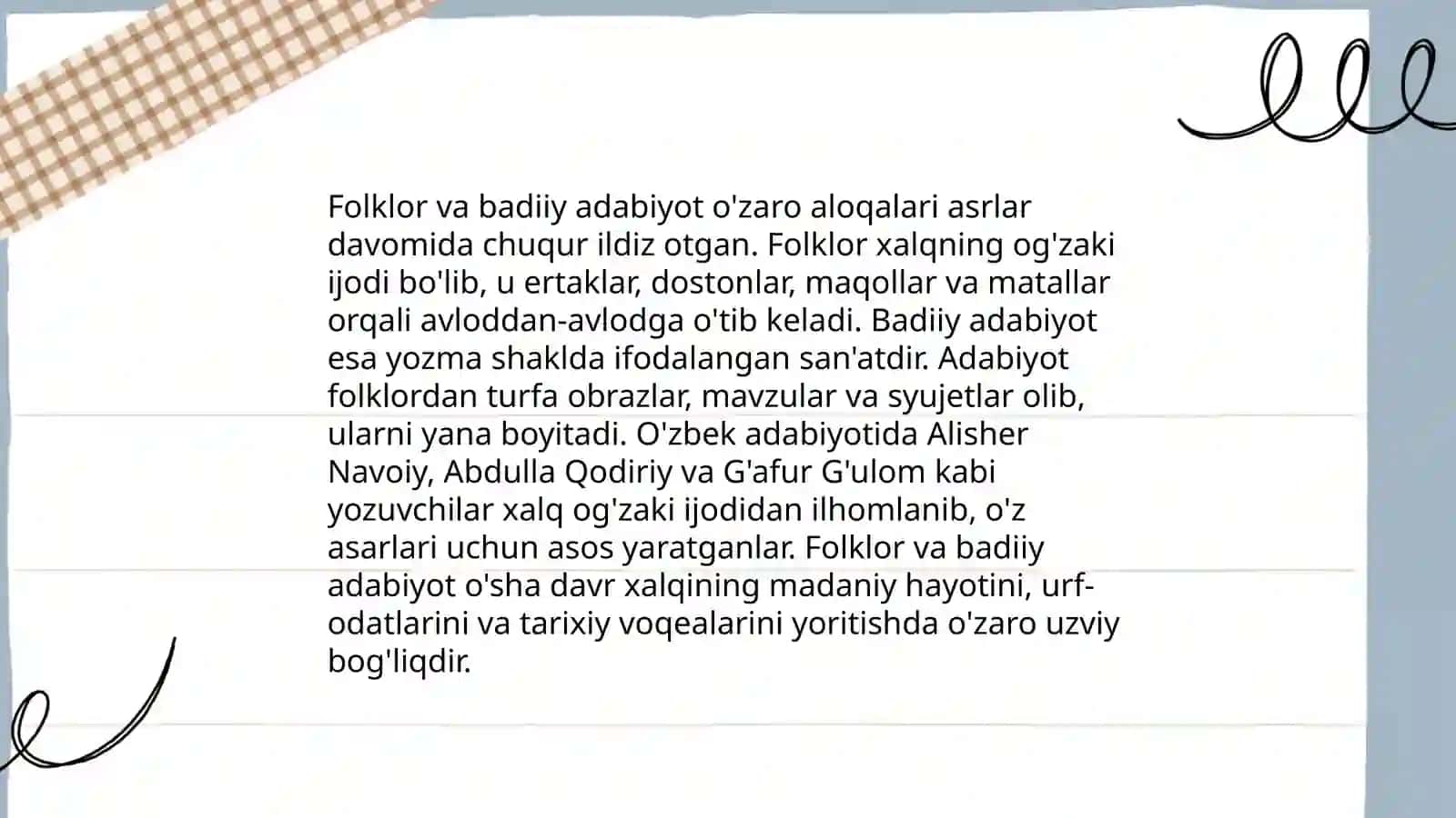 Folklor va badiiy adabiyot munisabatlari 4