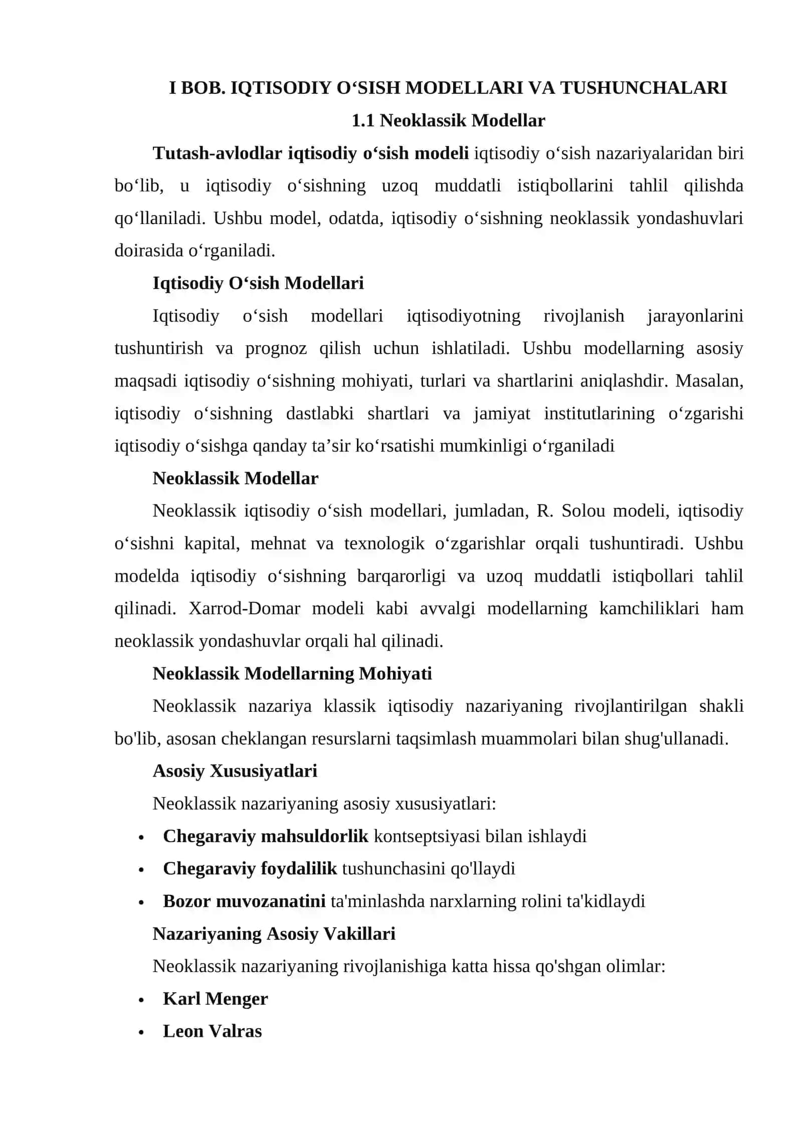 Tutash-Avlodlar Iqtisodiy O‘sish Modeli 4