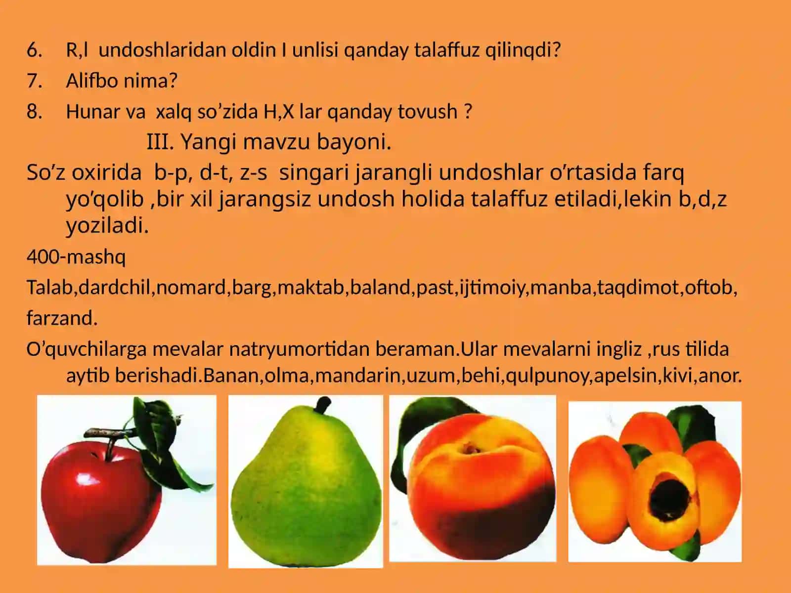 Ayrim undosh talaffuzi va imlosi 4