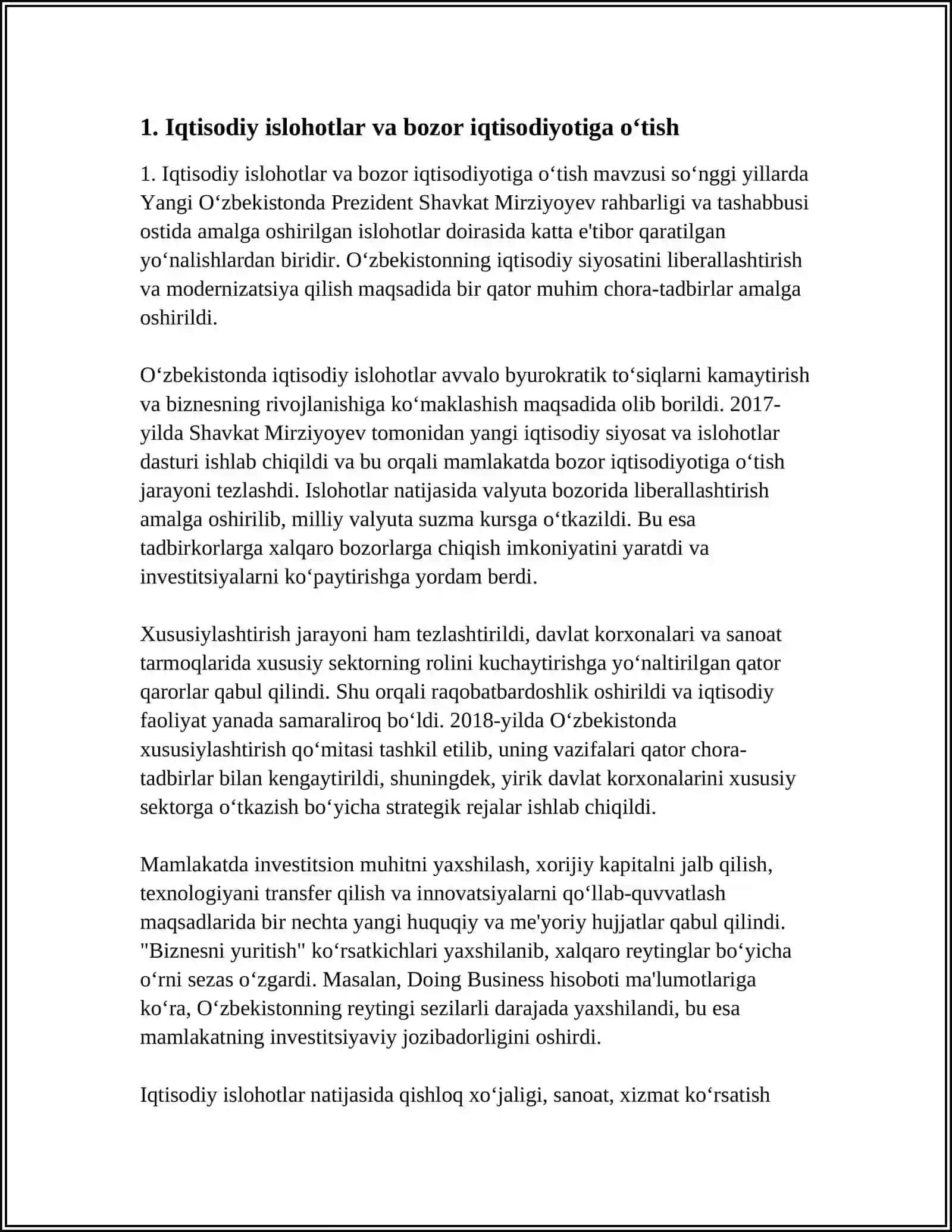 YANGI O‘ZBEKISTONDA PREZIDENT SH.M.MIRZIYOYEV RAHBARLIGI VA TASHABBUSI OSTIDA AMALGA OSHIRILAYOTGAN ISLOHOTLAR 4