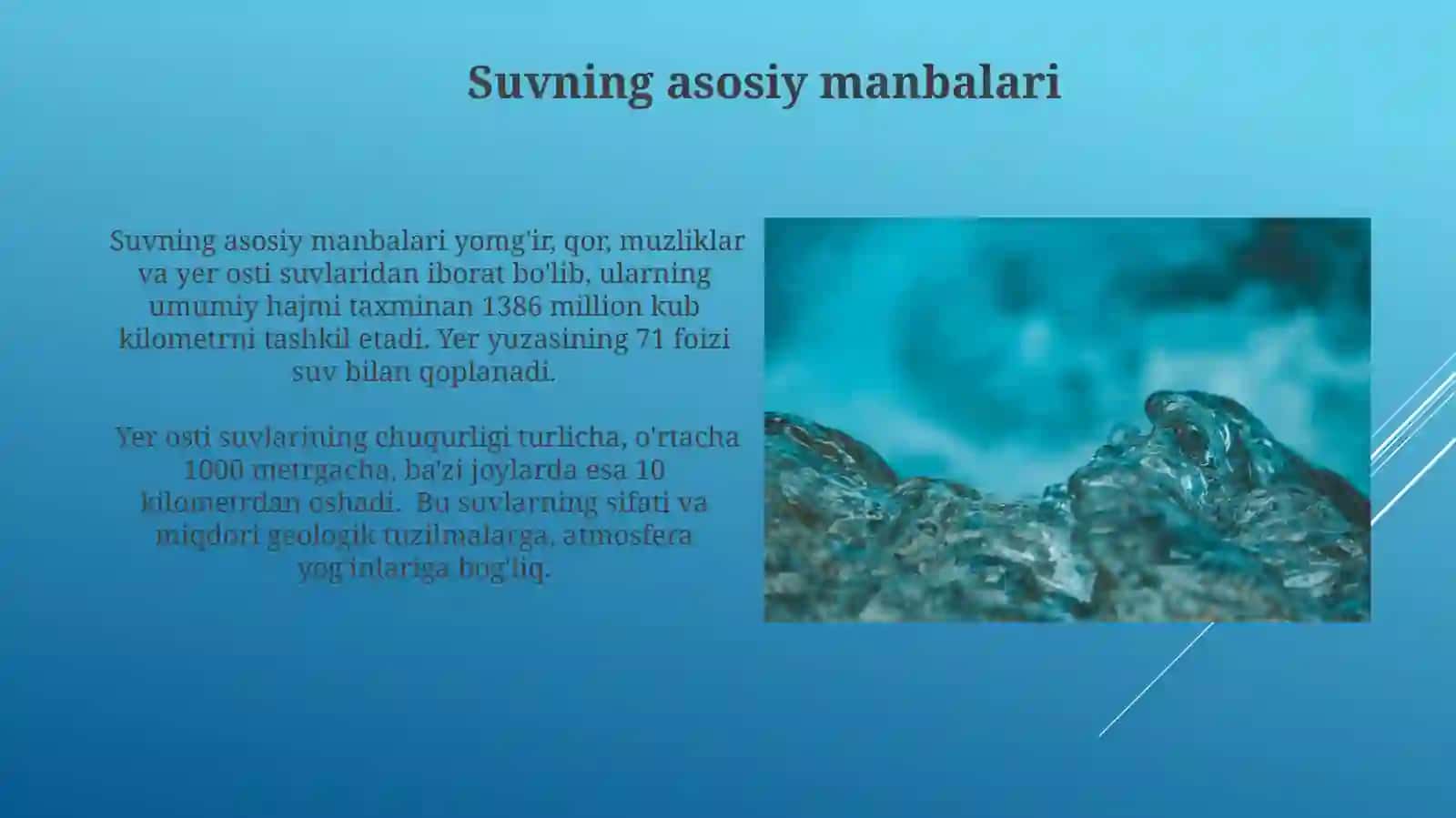 Suv va uning sifati, manbalarini oʻrganish 4