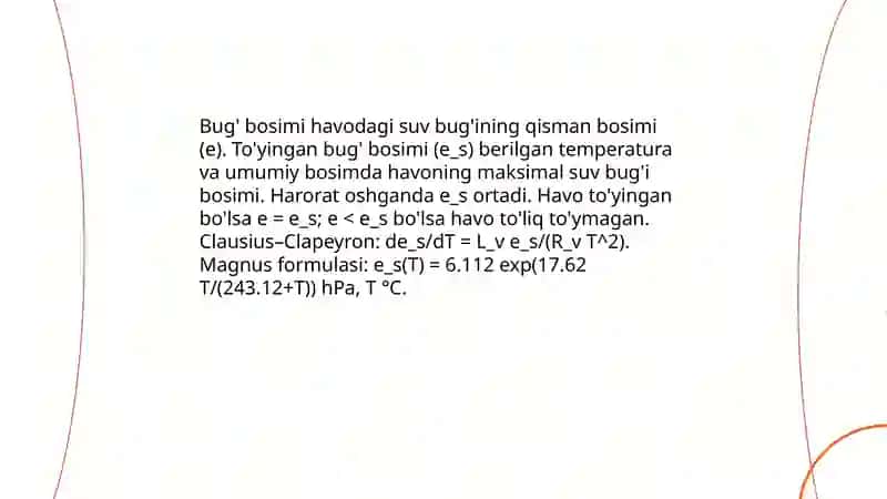 Nam havoning tavsiflarini aniqlash 4