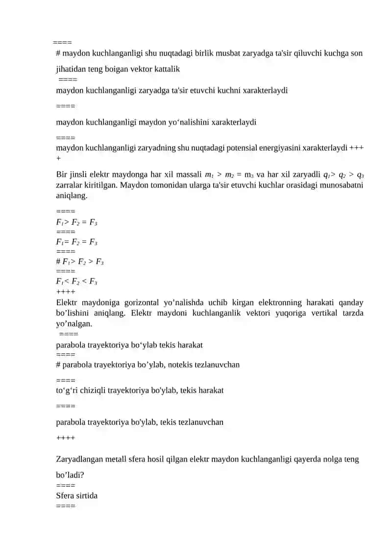 Fizika test 4