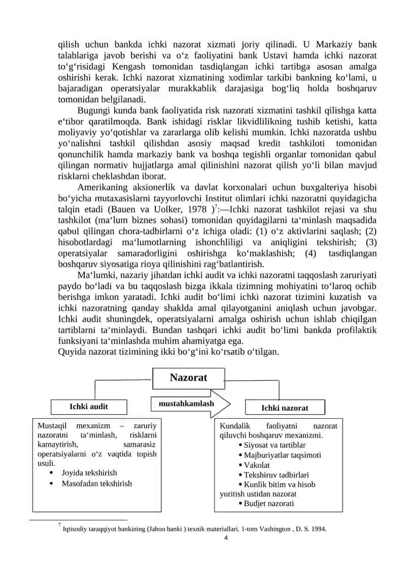 MAVZU. BANK ICHKI NAZORATI 4