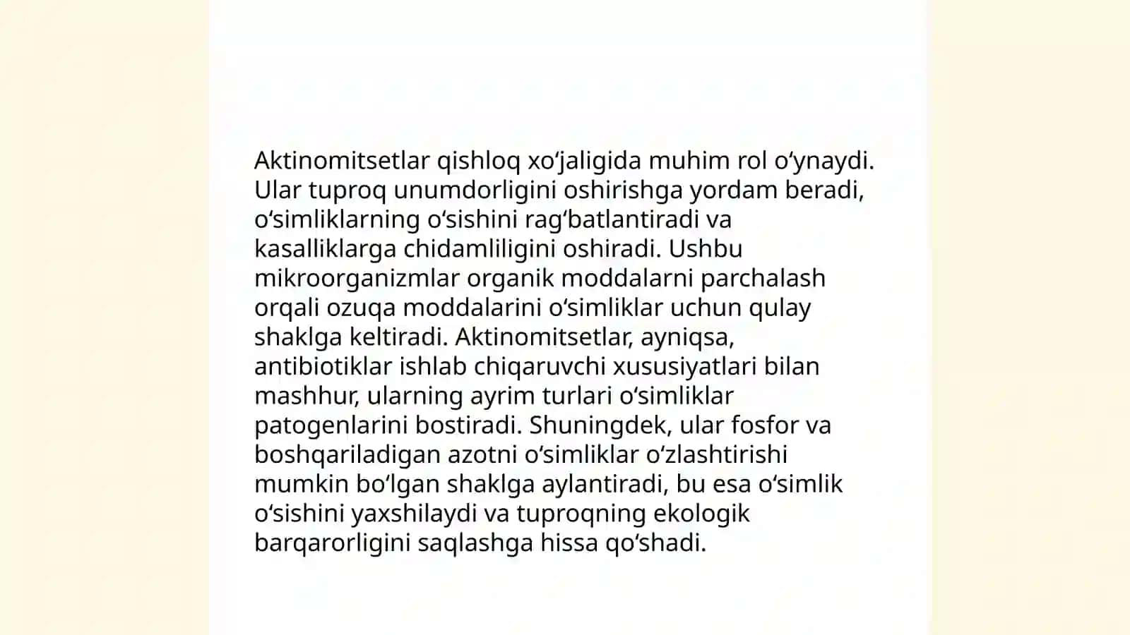 Aktinomitsetlarning sanoatda va qishloq xo'jaligidagi 4