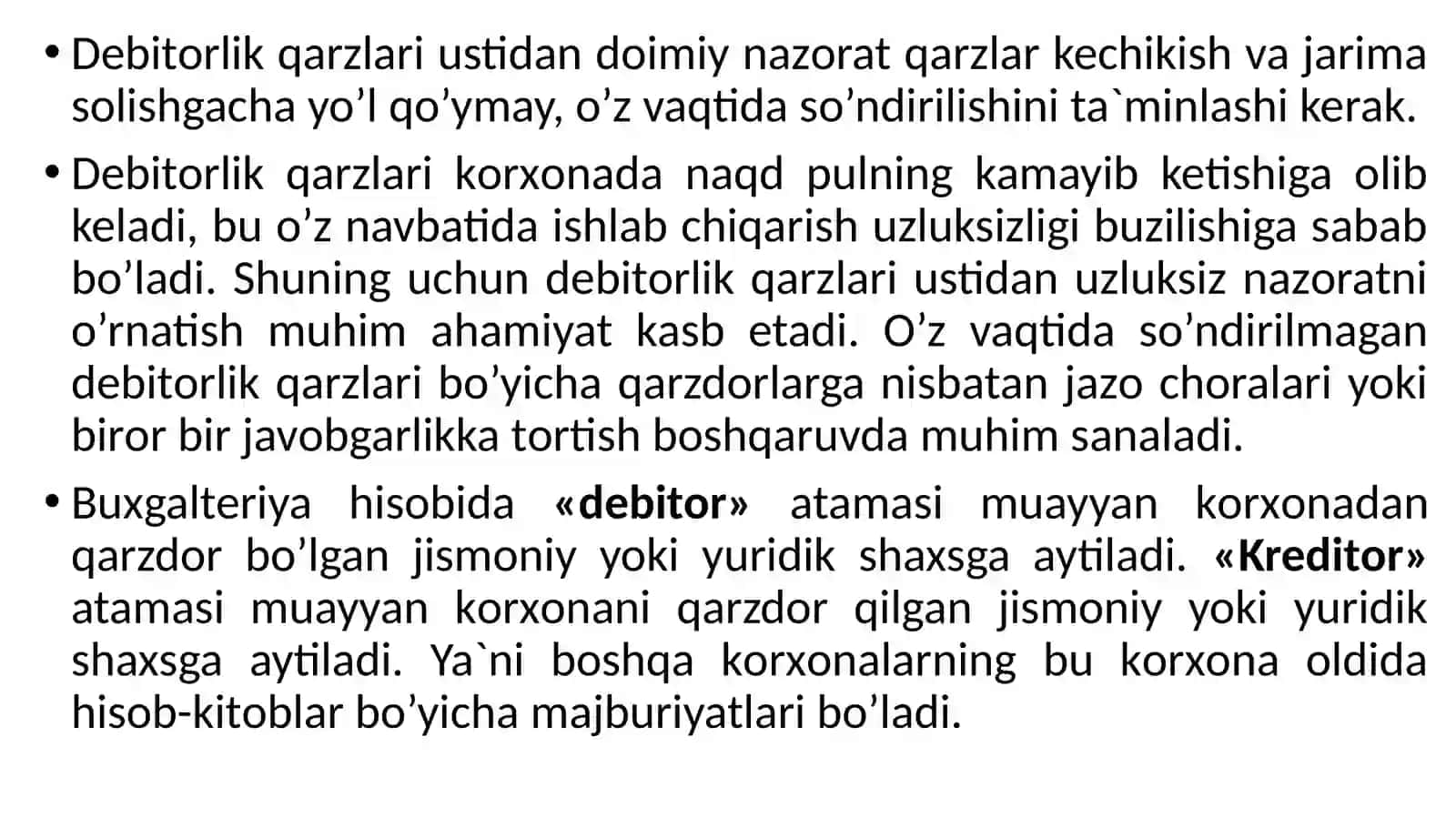 DEBITORLIK VA KREDITORLIK QARZLARI TAHLILI 4