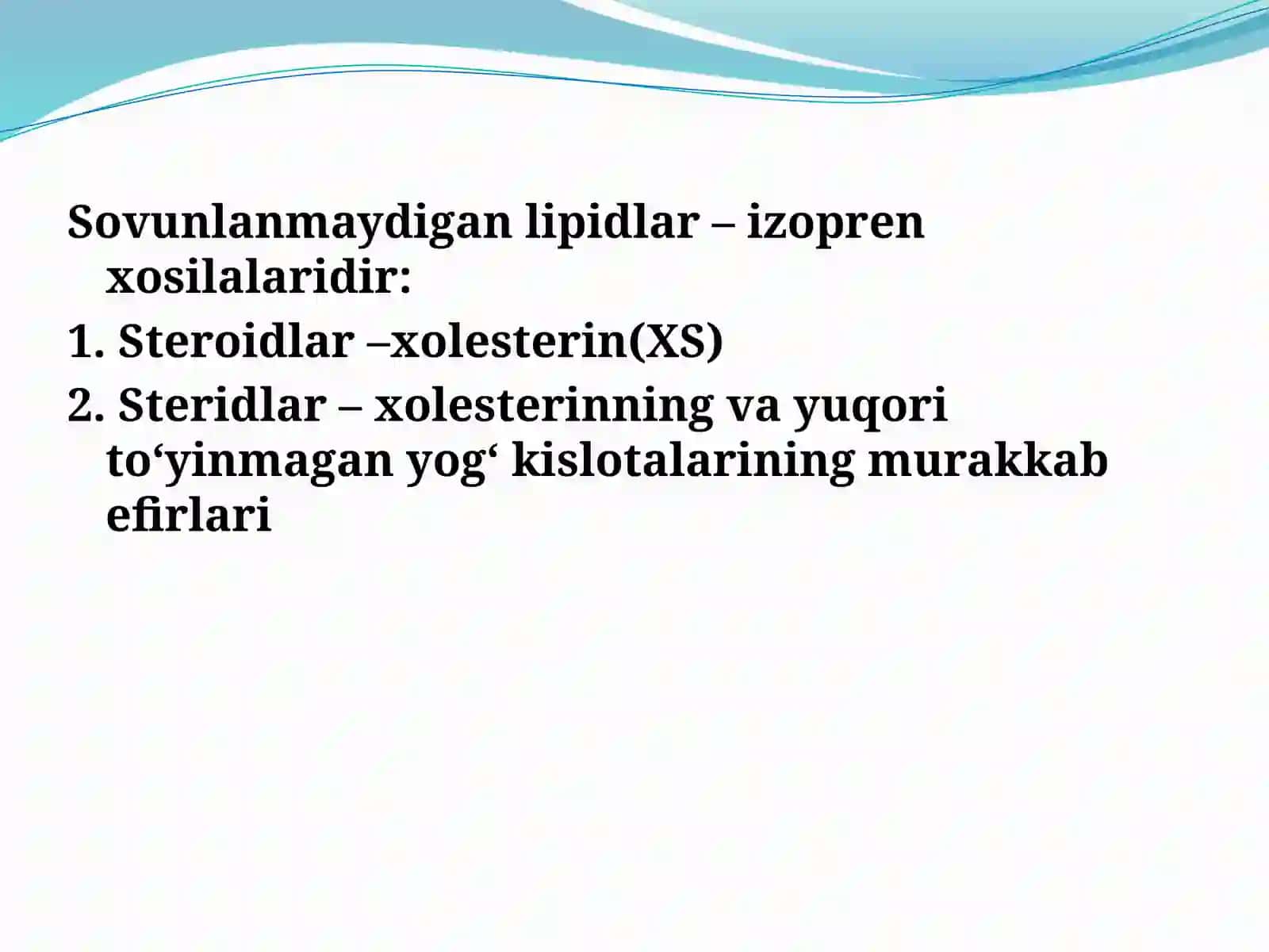 Lipidlarning tuzilishi, funksiyasi va metabolizmi 4