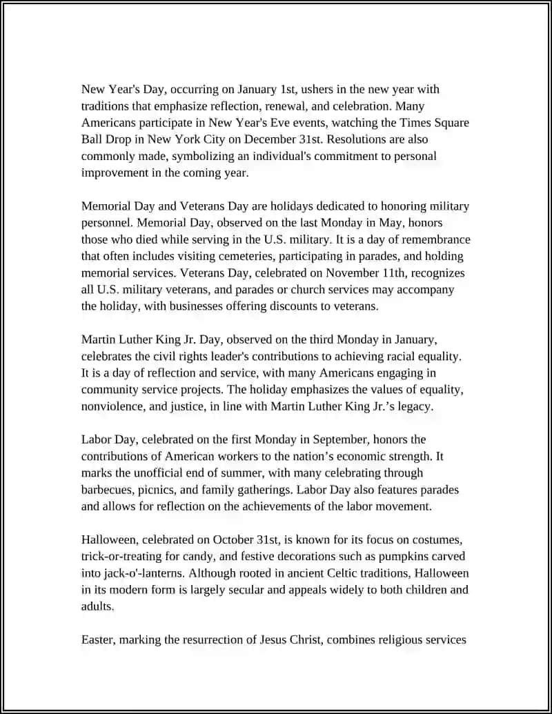 Overview of Major American Holidays 4