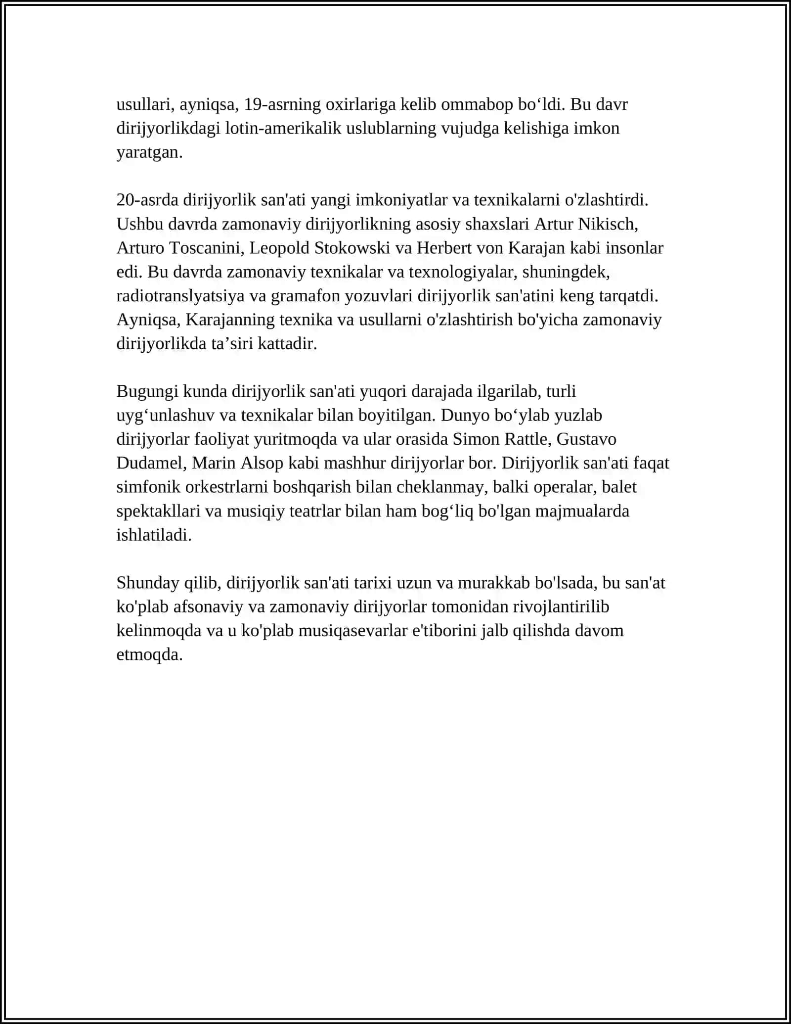 MUSTAQIL ISH Mavzu: DRIJYORLIK SANATI 4