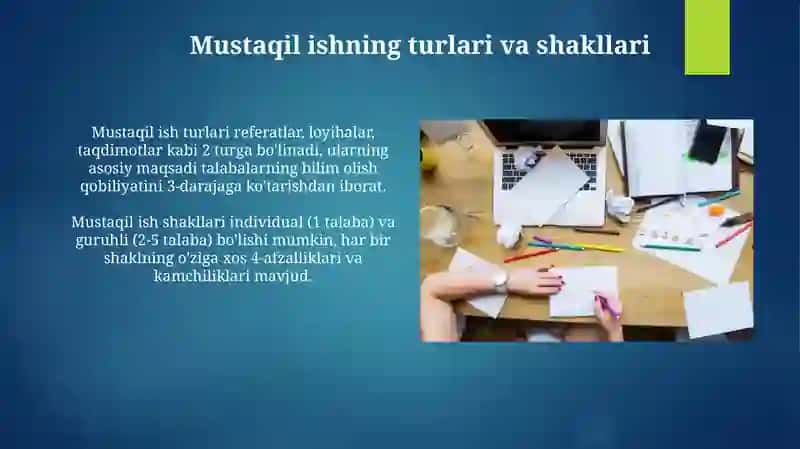 Talabalarning mustaqil ishini tashkil etish 4