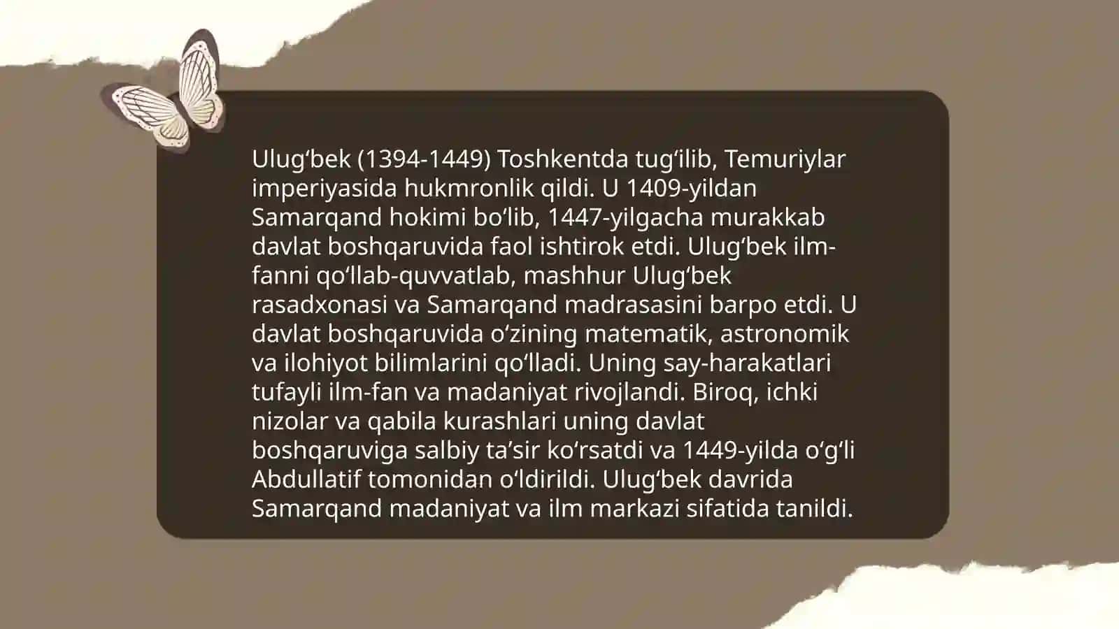 Mirzo Ulugʻbek - davlat arbobi va buyuk olim 4
