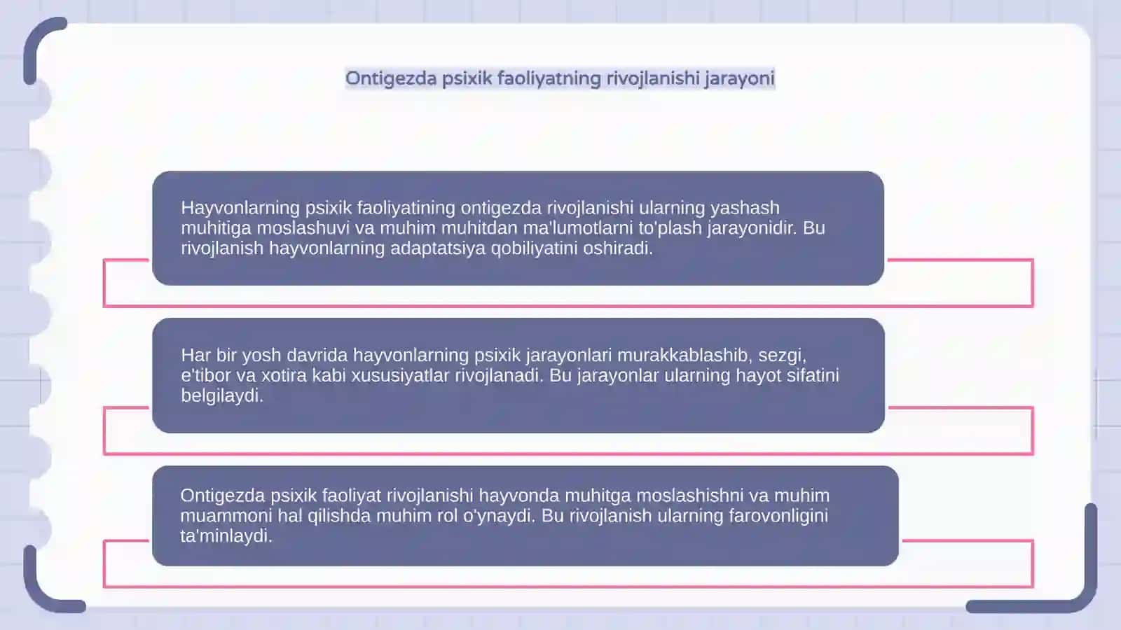 Hayvonlarning psixik faoliyatini ontigezda rivojlanishi 4