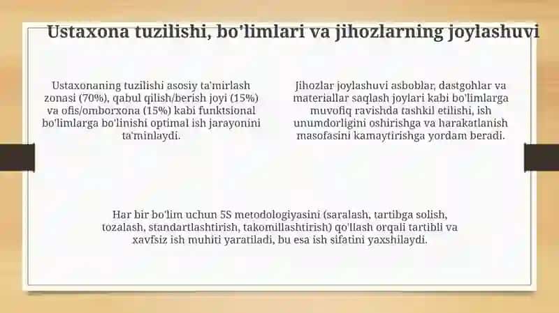 Ta'mirlash xoʻjaligini tashkil etish 4