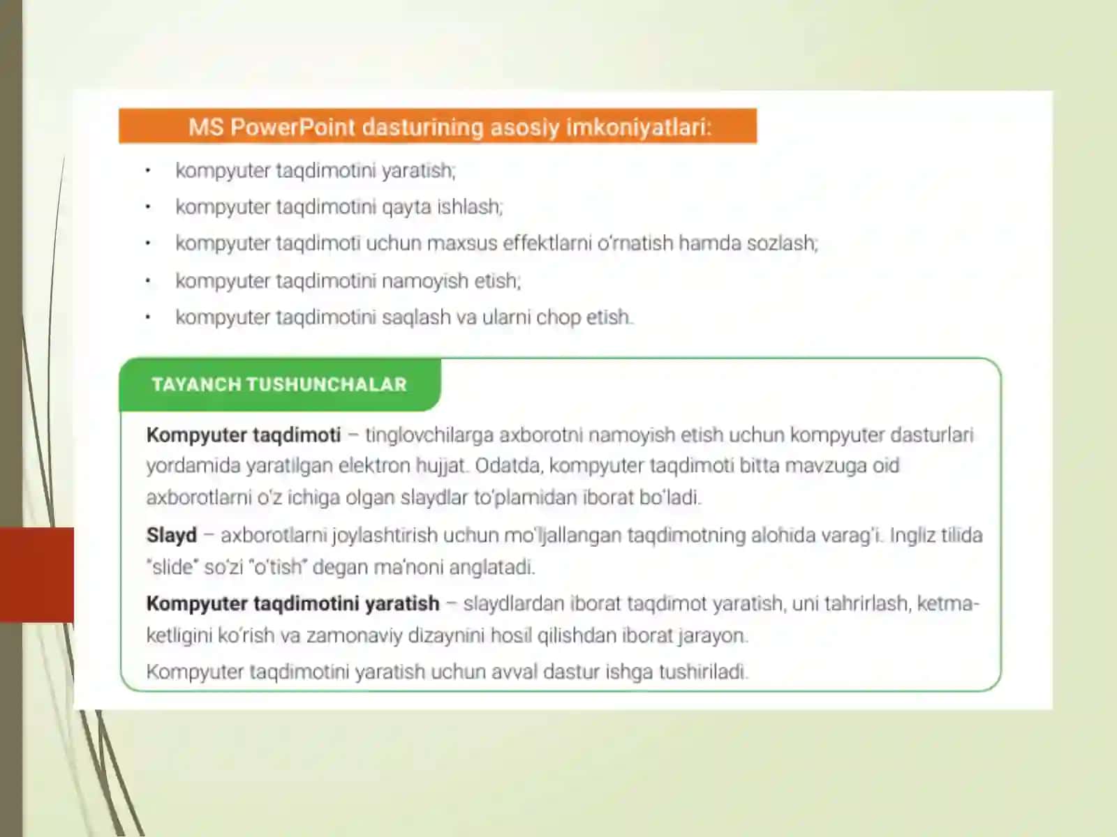 MS POWER POINTNING DASTURIY TA’MINOTI VA UNING IMKONIYATLARI 4