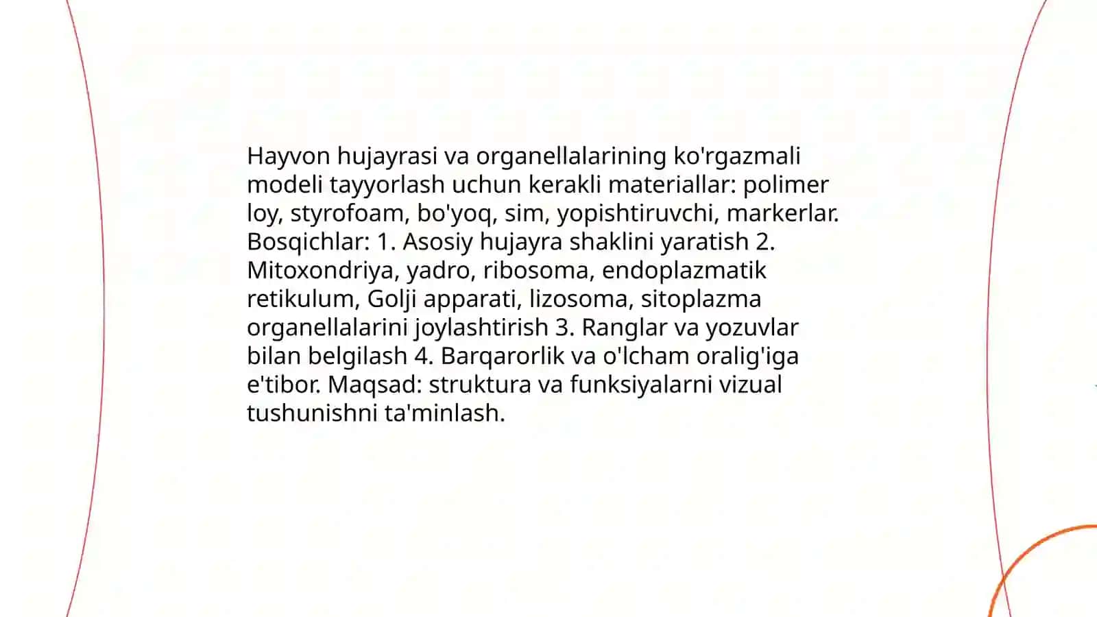 O'simlik hujayrasining 3D modeli sun'iy materiallardan tayyorlash 4
