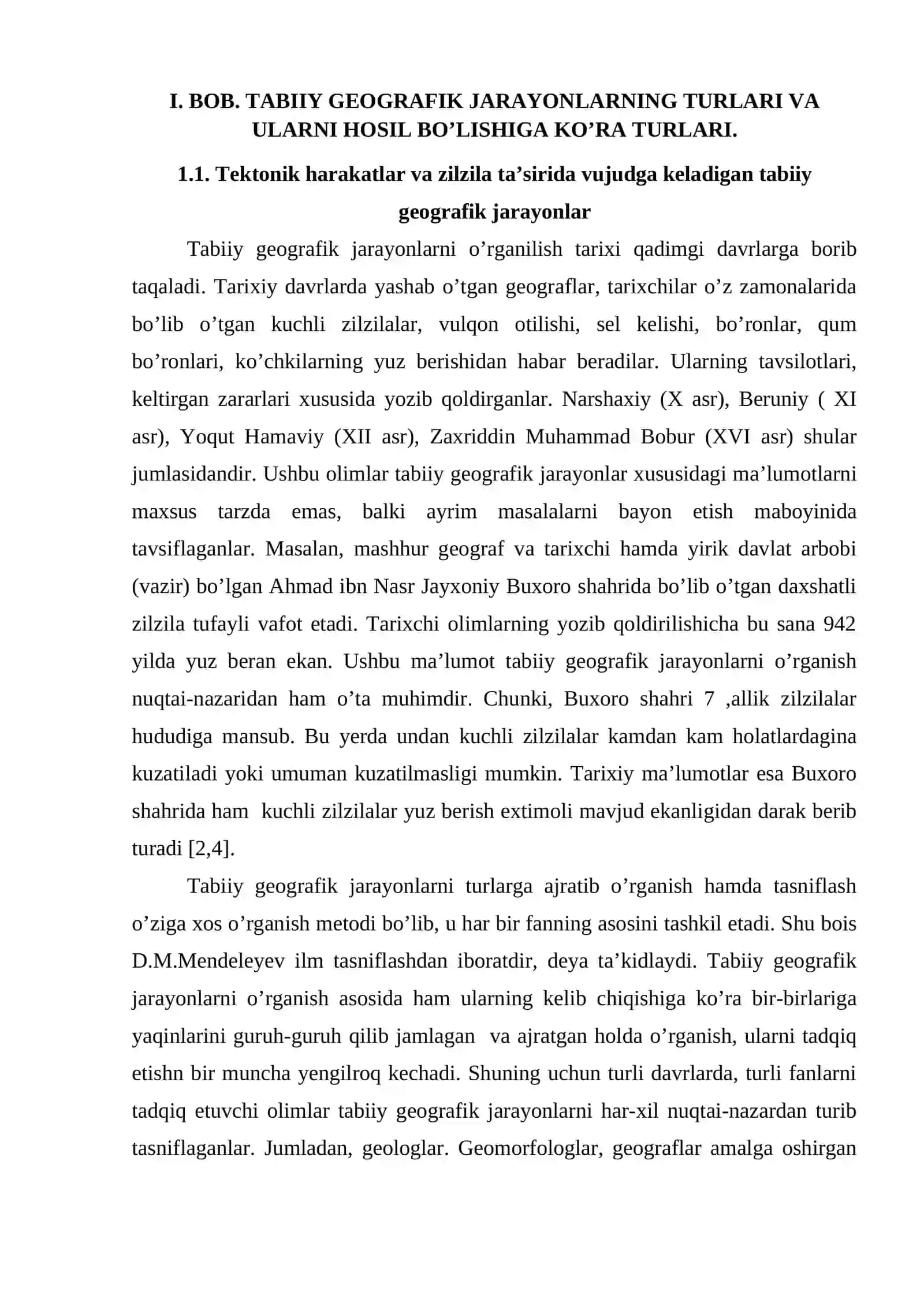 Tabiiy geografik jarayonlar kurs ishi 4