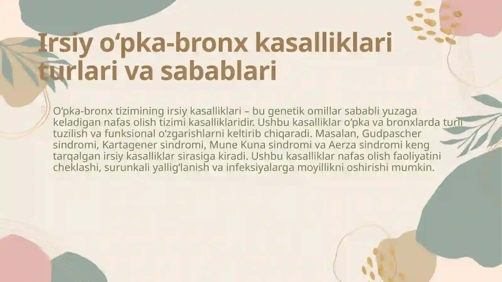 O‘pka-bronx tizimining irsiy kasalliklari 4